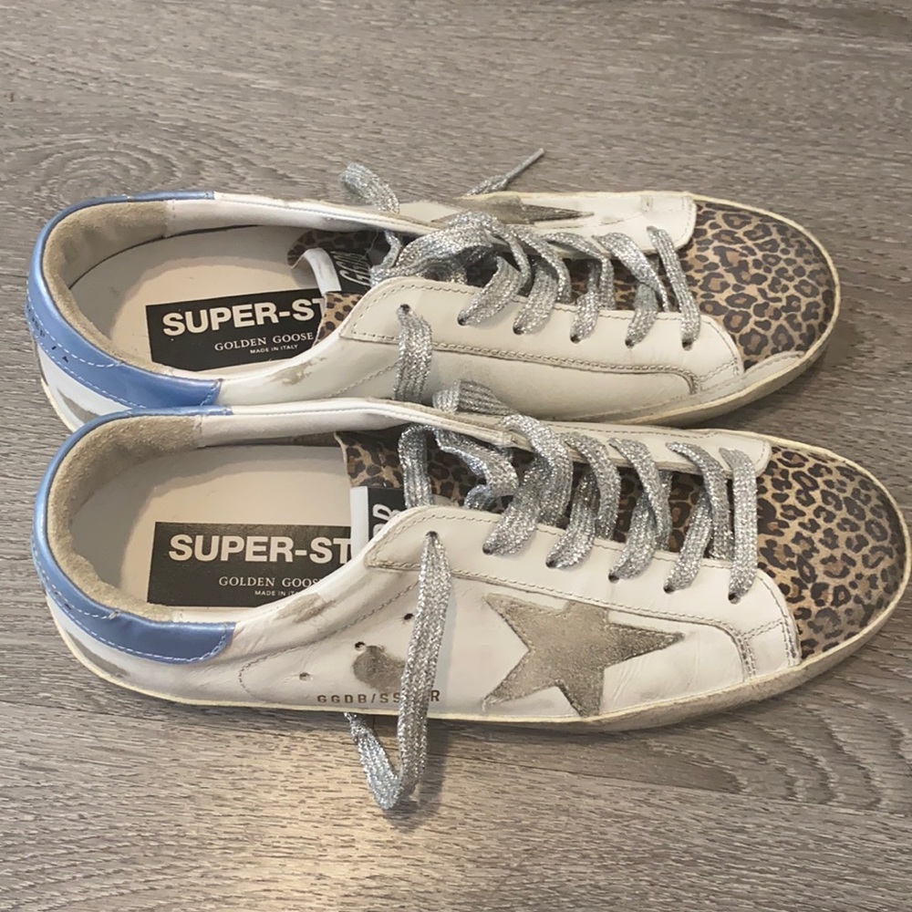 New Golden Goose Superstars Leopard/Silver/Light Blue - 39